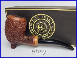 Rare MASTRO DE PAJA with Foot Pesaro OB Rusticated Hand Made Smoking Pipe with Box