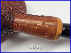 Rare MASTRO DE PAJA with Foot Pesaro OB Rusticated Hand Made Smoking Pipe with Box