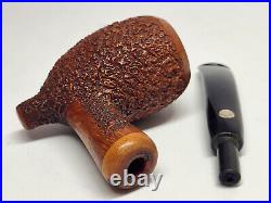 Rare MASTRO DE PAJA with Foot Pesaro OB Rusticated Hand Made Smoking Pipe with Box