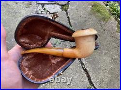 Rare Vintage Tobacco Smoking Pipe Calabash Meerschaum Pipe with case