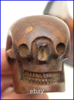 Rare Vintage Tobacco Smoking Pipe Skull Burled Bruyere Garantie