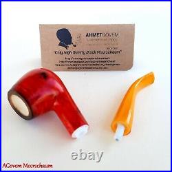 Red Apple Meerschaum Pipe, Carved Pipe, Tobacco Smoking Pipa, Estate Pipe, AGM756