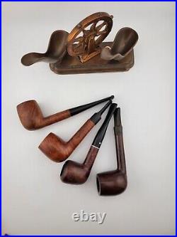 Set of 4 Vintage Wally Frank Wood Smoking Pipes W Brass 2 Pipe Ship Wheel Holder