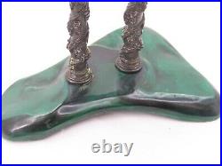 Smoking Tobacco Estate Pipe Stand Malachite with Sterling Columns