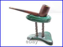 Smoking Tobacco Estate Pipe Stand Malachite with Sterling Columns