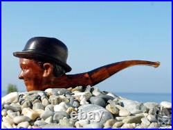 Stan Laurel Briar Wood Portrait Tobacco Smoking Pipe Bust Hollywood Oguz Simsek