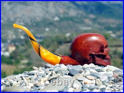 Tobacco Smoking Pipe Human Skull Briar Wood by Oguz Simsek