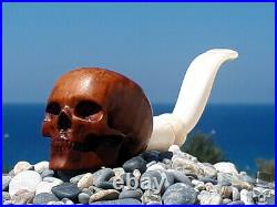 Tobacco Smoking Pipe Human Skull Briar Wood by Oguz Simsek skeleton pfeife