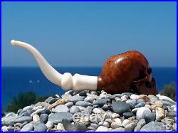 Tobacco Smoking Pipe Human Skull Briar Wood by Oguz Simsek skeleton pfeife