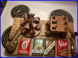Tobacco pipes Vintage Estate lot, 15 Pipes, 2 Stands, 4 Empty Cans