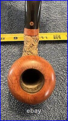 Tom Spanu Cork Wrapped Bent Billiard Tobacco Smoking Pipe (Made in Italy)