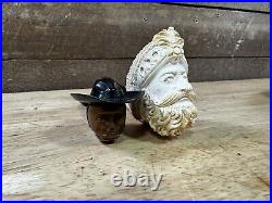 Two Vintage Tobacco Pipes Smoking Italy imported Briar Carved Cowboy Prince