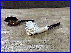 Two Vintage Tobacco Pipes Smoking Italy imported Briar Carved Cowboy Prince