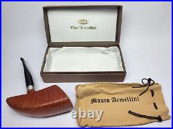 Unusual ARMELLINI Smoking Pipe with Silver Ring and Original Bag and Box