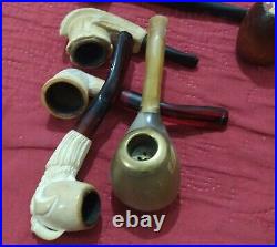 Used Lot 10X different Tobacco Smoking Pipes wood / other Materials