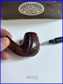 VTG Charles B. Perkins Imported Briar Wood Pipe Made In Italy NOS Never Smoked