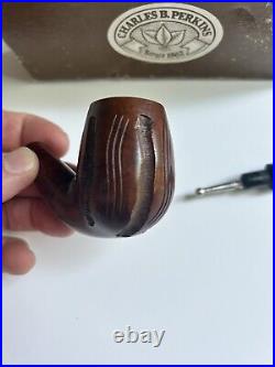 VTG Charles B. Perkins Imported Briar Wood Pipe Made In Italy NOS Never Smoked