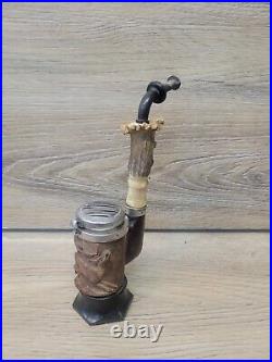 Vintage Allwetter Smoking Pipe #3460 Western Germany Deer/Stagg Carving