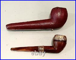 Vintage Antique England FEC Friederick Edwards Co Wood Gold Tobacco Smoking Pipe