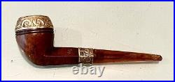 Vintage Antique England FEC Friederick Edwards Co Wood Gold Tobacco Smoking Pipe