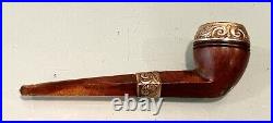 Vintage Antique England FEC Friederick Edwards Co Wood Gold Tobacco Smoking Pipe