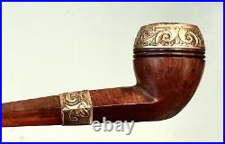 Vintage Antique England FEC Friederick Edwards Co Wood Gold Tobacco Smoking Pipe