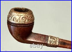 Vintage Antique England FEC Friederick Edwards Co Wood Gold Tobacco Smoking Pipe