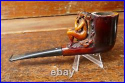 Vintage Antique Hand Carved Estate Smoking Pipe Naked Woman Carved Meerschaum