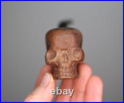 Vintage Briar Smoking Pipe Tobacco Skull face carved wood France old