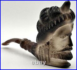 Vintage Carved Meerschaum Figural Bearded Sultan Turban Estate Tobacco Pipe