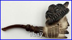 Vintage Carved Meerschaum Figural Bearded Sultan Turban Estate Tobacco Pipe