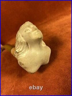 Vintage Carved Meerschaum Tobacco Pipe Figural Head Bust Bent Stem