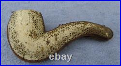 Vintage French Briar Meerschaum & Amber Smoking Tobacco Pipe w Gold Trim & Case