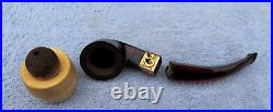 Vintage French Briar Meerschaum & Amber Smoking Tobacco Pipe w Gold Trim & Case