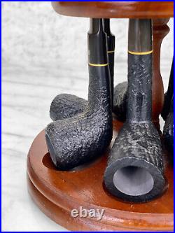 Vintage Gentleman s 7-Day Hilson Estate Tobacco Pipe Set with Walnut Stand
