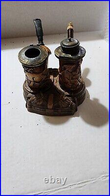Vintage Hunting scene Hand Carved Estate Pipes set of 2 pre owned condition K2
