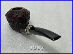 Vintage L'ANATRA Gigante Rusticated Bent Bulldog Tobacco Pipe with Silver Band