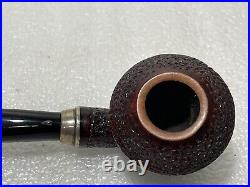 Vintage L'ANATRA Gigante Rusticated Bent Bulldog Tobacco Pipe with Silver Band