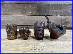 Vintage Lot Of 7 Smoking Tobacco Pipes Imported Briar Hand Carved