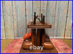 Vintage Lot of 6 Tobacco Smoking Pipes With Wooden Pipe StandAll One Lot