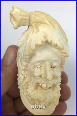 Vintage Meerschaum Hand Carved Sultan Head Turkish Smoking Pipe in Box Light Use