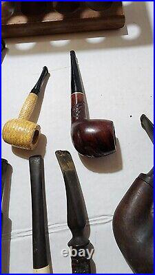 Vintage Pipes lot of 8 with stand pre owned condition K2