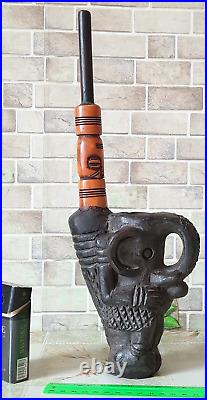 Vintage Tobacco smoking pipe Big Ceramics Clay Ritual Handmade Estate 36 cm RARE