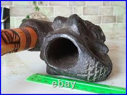 Vintage Tobacco smoking pipe Big Ceramics Clay Ritual Handmade Estate 36 cm RARE