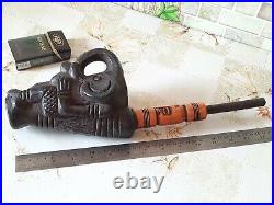 Vintage Tobacco smoking pipe Big Ceramics Clay Ritual Handmade Estate 36 cm RARE