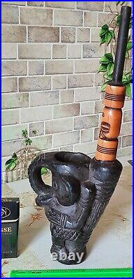 Vintage Tobacco smoking pipe Big Ceramics Clay Ritual Handmade Estate 36 cm RARE