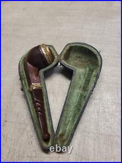 Vintage WALLY FRANK Smoking Pipe with Gold Filled Bands in original case (A414)