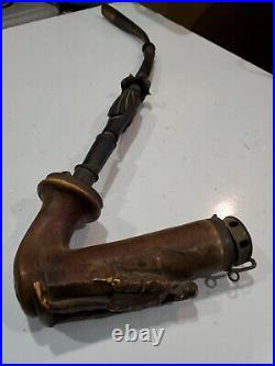 Vtg Primative Tobacco Pipe 15 Long-Stem HAND CARVED Flexible Hose