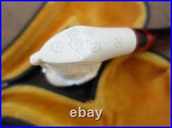 Vtg Rare Meerschaum Smoking Tobacco Estate Pipe Carved Face Sherlock Holmes Case