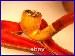 WDC Goose Neck Genuine Meerschaum Smoking Pipe Amber Stem Cased 30's Nice